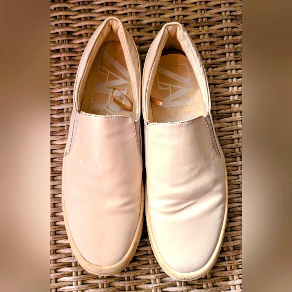 Zara White Leather Laceless Trainers